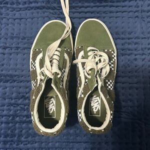 Vans Green and White Classic Sneakers